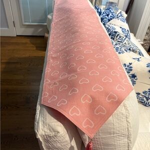 Pink Heart Pattern Table Runner with tassels